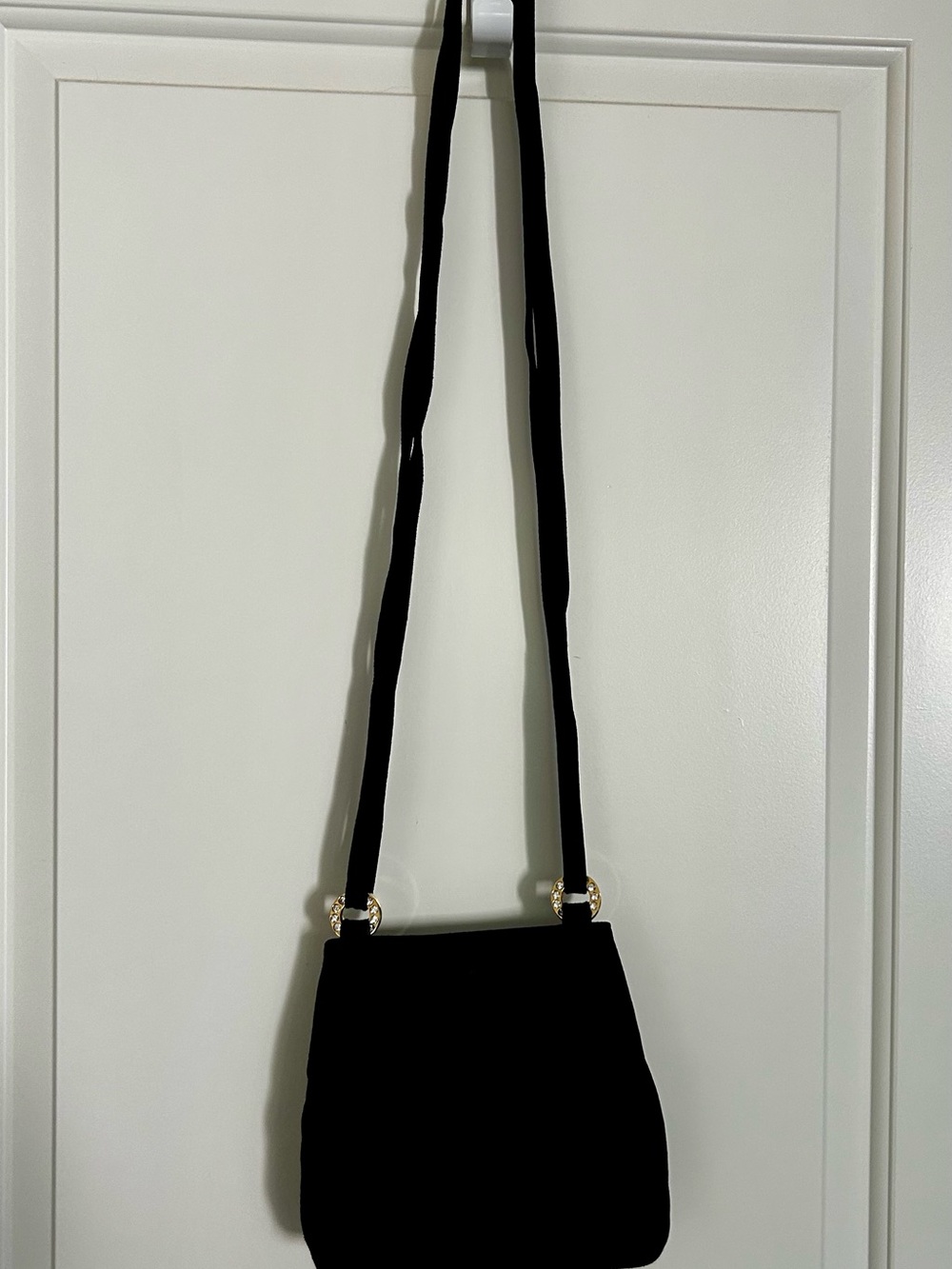 Black Vintage 1990s Lauren Alexandra Suede Leather Crossbody Bag